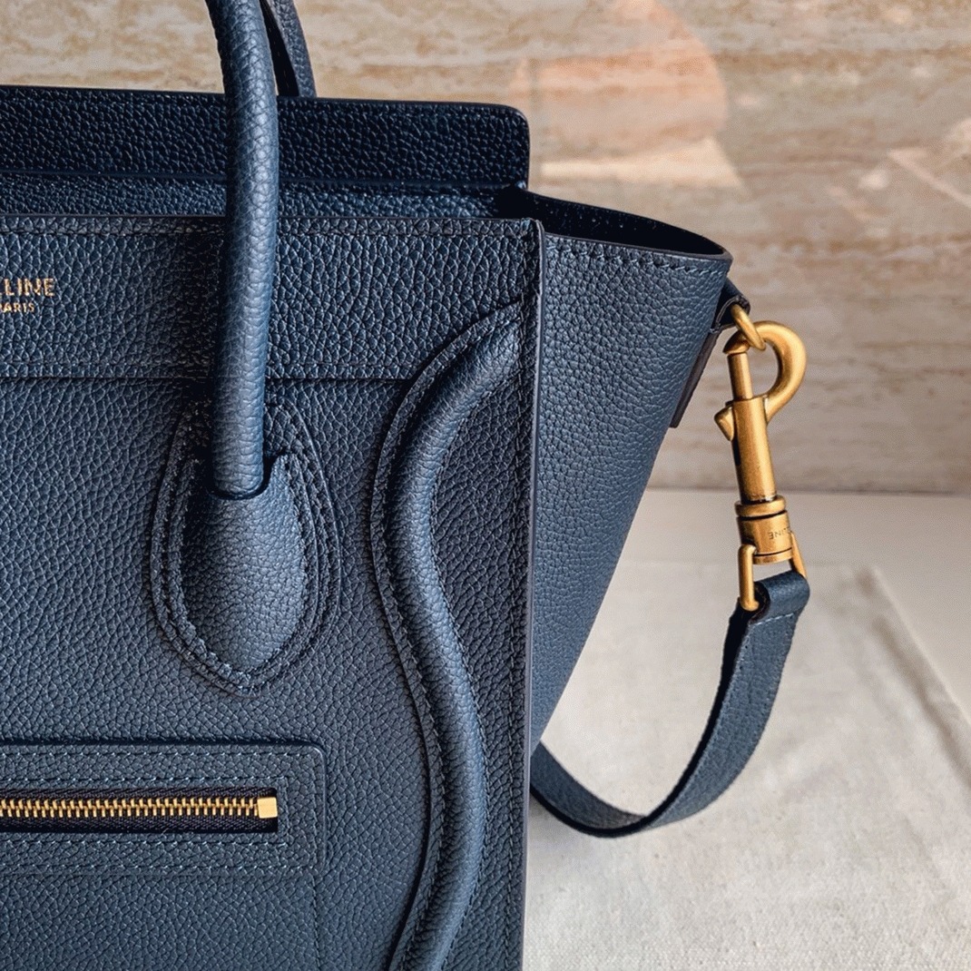 Celine Nano Luggage Tote Bag Imitation in Navy Blue angle 2