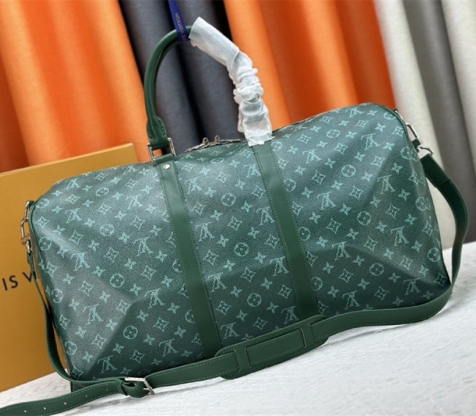 Louis Vuitton Monogram Heritage Canvas Keepall Bandouliere 50 In Green angle 3