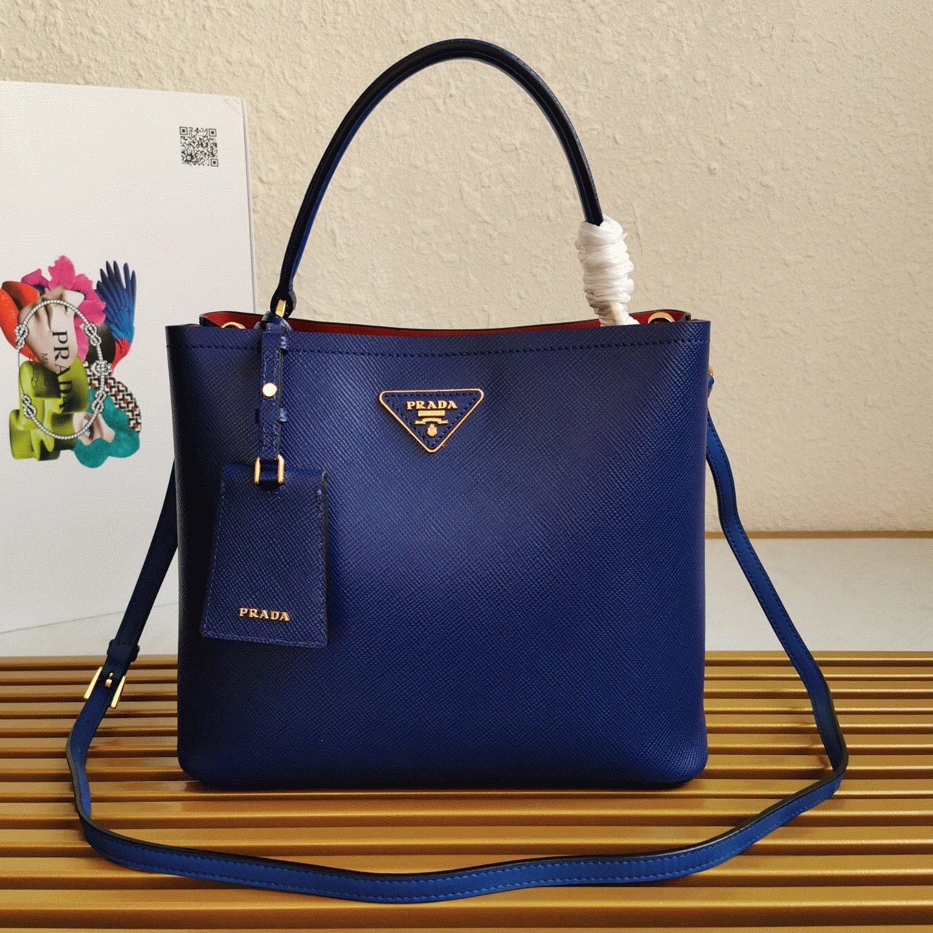Blue Prada Large Panier Bag Fake