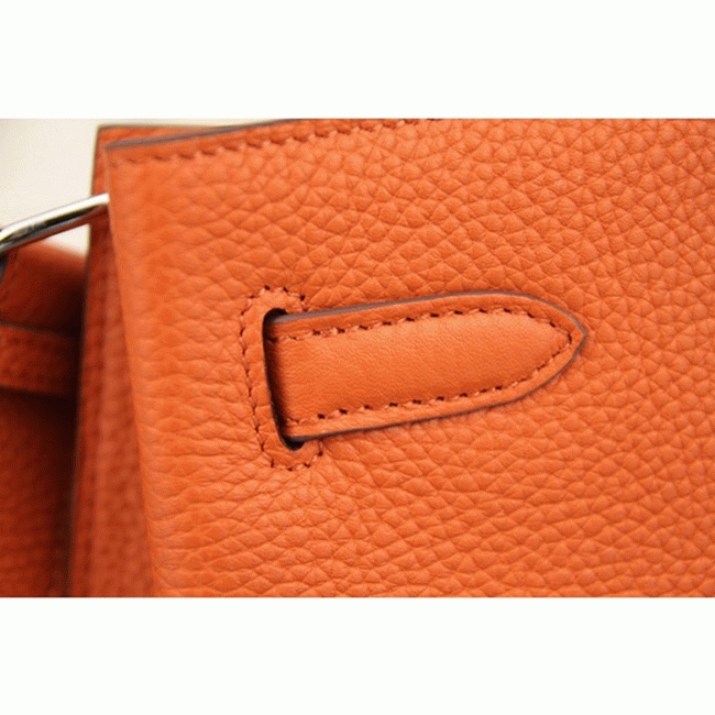 Orange Leather Replica Designer Hermes So Kelly 22cm Vibrant Handbag angle 3