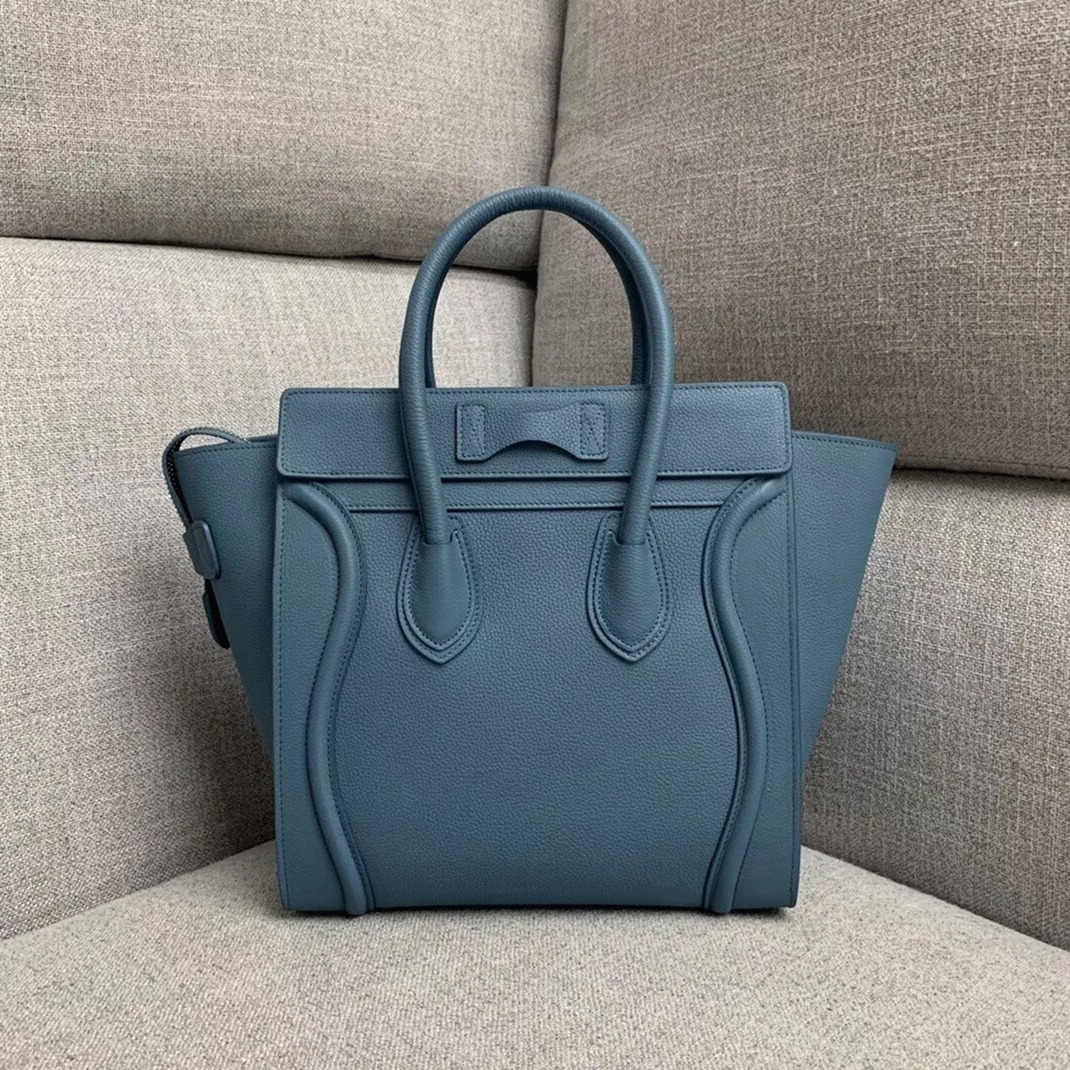 Celine Micro Luggage Tote Bag Knockoff in Slate Blue angle 3