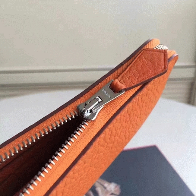 Orange 1:1 Replica Hermes Wallet Azap Zipped angle 3