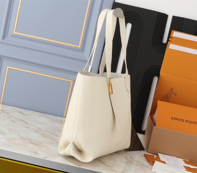 Louis Vuitton Low Key Cabas MM Bag In Quartz White angle 3