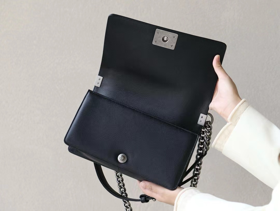 BOY CHANEL SHOULDER BAG Cow Leather angle 3