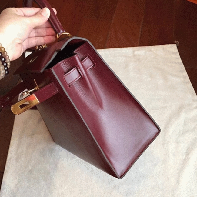 Bordeaux Box Fake Designer Hermes Kelly Retourne 28cm Vintage-Inspired Bag angle 3