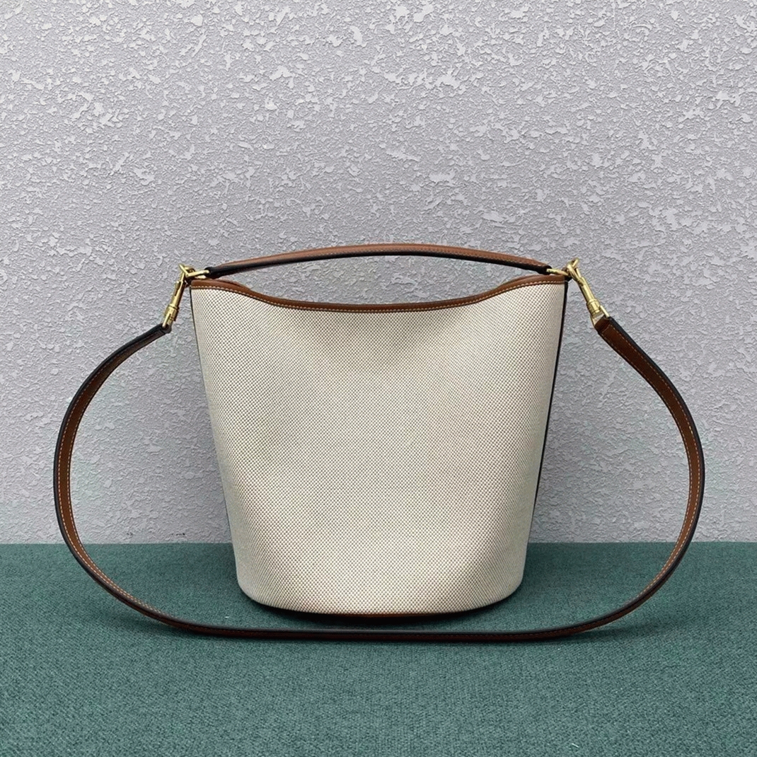 Top Quality Replica Celine Bucket 16 Bag In Textile and Calfskin angle 2