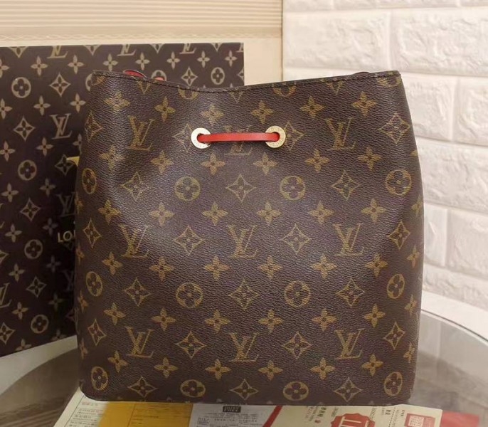Louis Vuitton Monogram Canvas NeoNoe MM Bag In Coquelicot angle 3