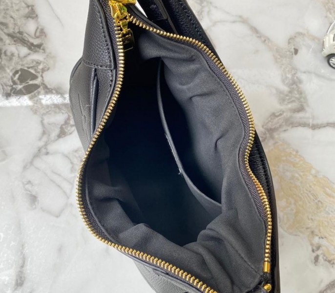 Louis Vuitton Monogram Empreinte Leather Bagatelle Mini Hobo In Black angle 5