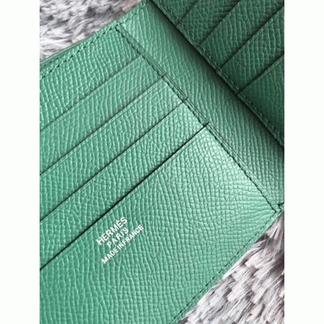Green replica Hermes Copernic compact wallet angle 2