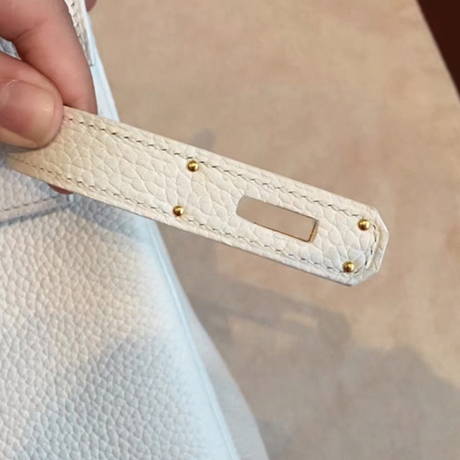 White Clemence Imitation Hermes Kelly Retourne 28cm Chic Tote angle 4