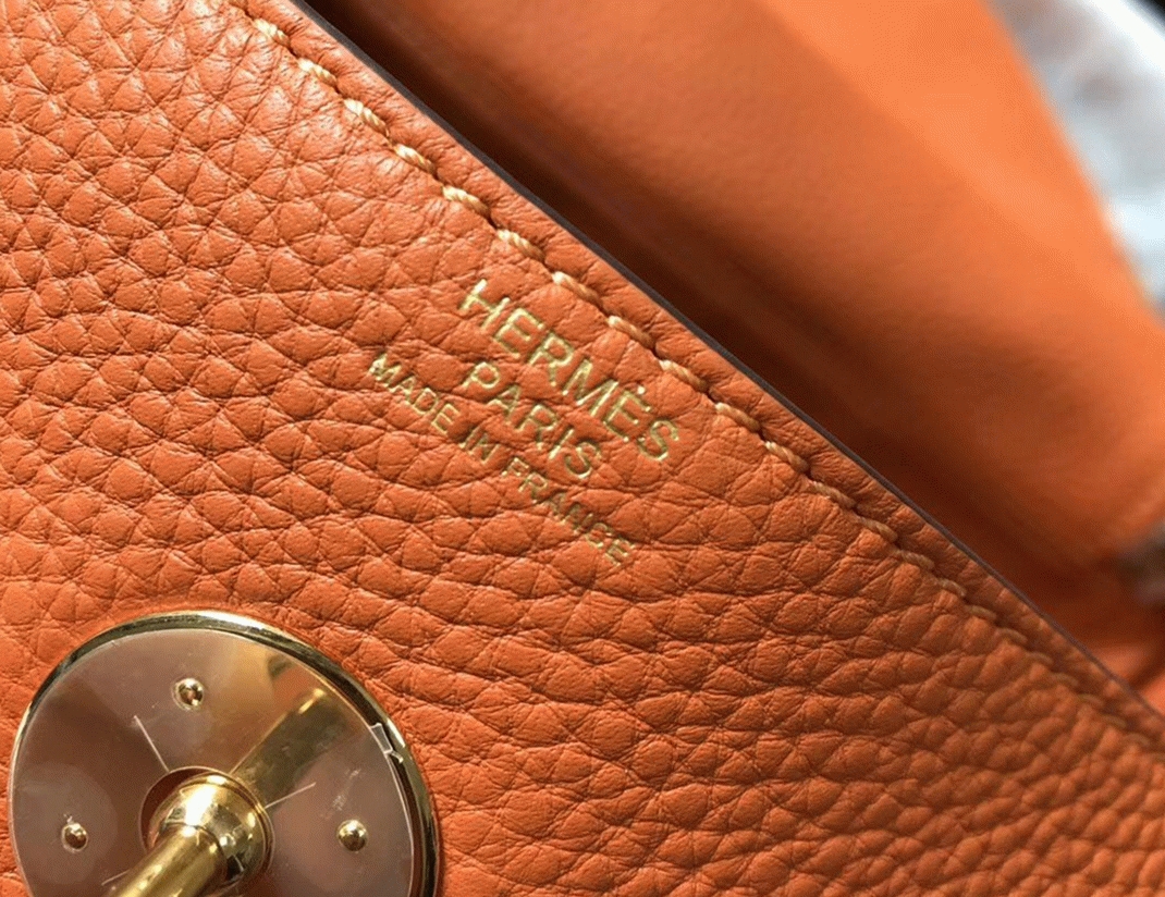 Top replica Hermes Lindy 30cm bag in orange shade angle 3
