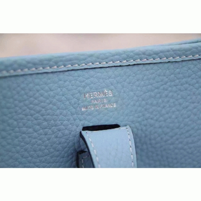 Light Blue Evelyne III PM Bag Designer Replica Hermes Soft Hue Tote angle 2