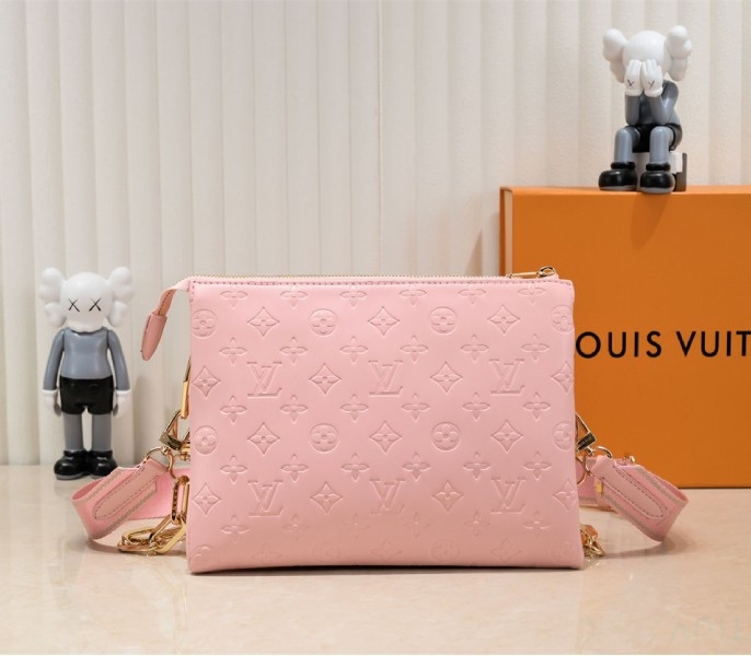 Louis Vuitton Coussin PM Bag In Light Pink With Jacquard Strap angle 3