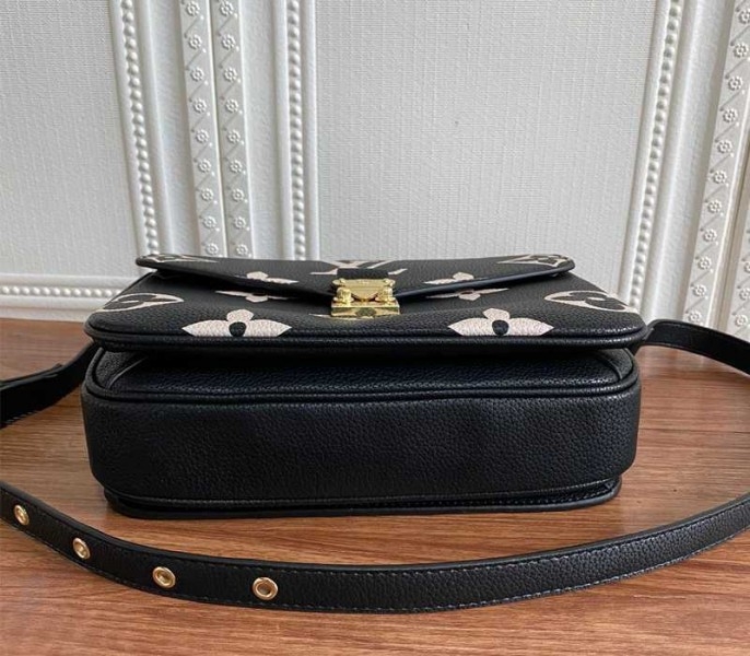 Louis Vuitton Bicolor Monogram Empreinte Metis Bag In Black And Beige angle 5