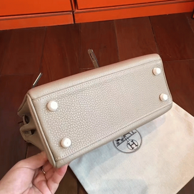 Grey Clemence Knockoff Hermes Kelly 25cm Elegant Handbag angle 2