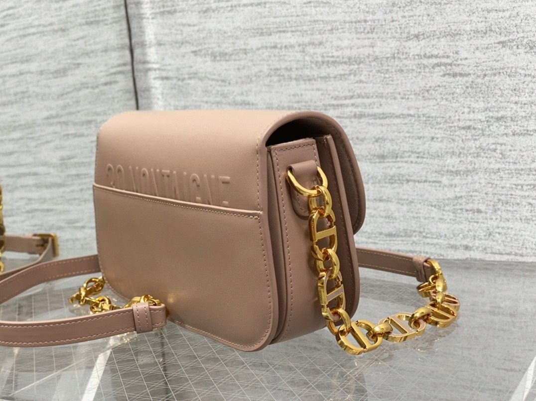 Dior 30 Montaigne Avenue Bag Fake in Heritage Pink Box Calfskin angle 3
