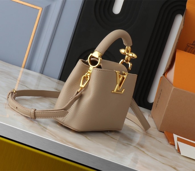 Louis Vuitton Capucines Mini Capucines Handbag In Galet Gray angle 3