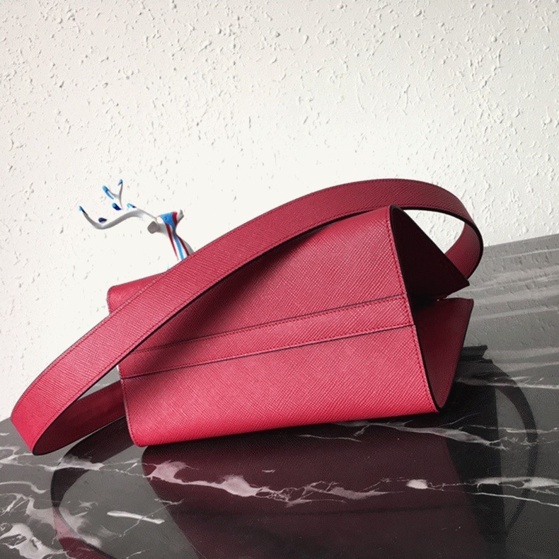 Prada Monochrome Small Bag Knockoff in Red angle 4