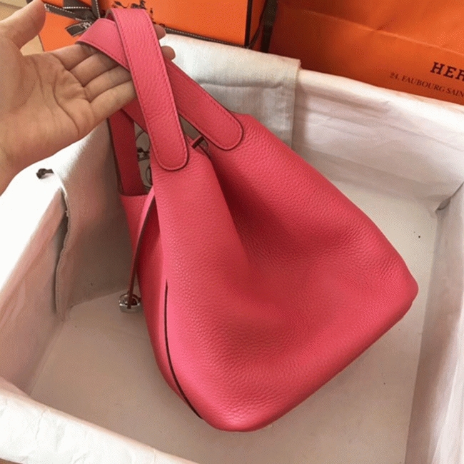 Rose lipstick cheap replica Hermes Picotin Lock 18cm handbag angle 5