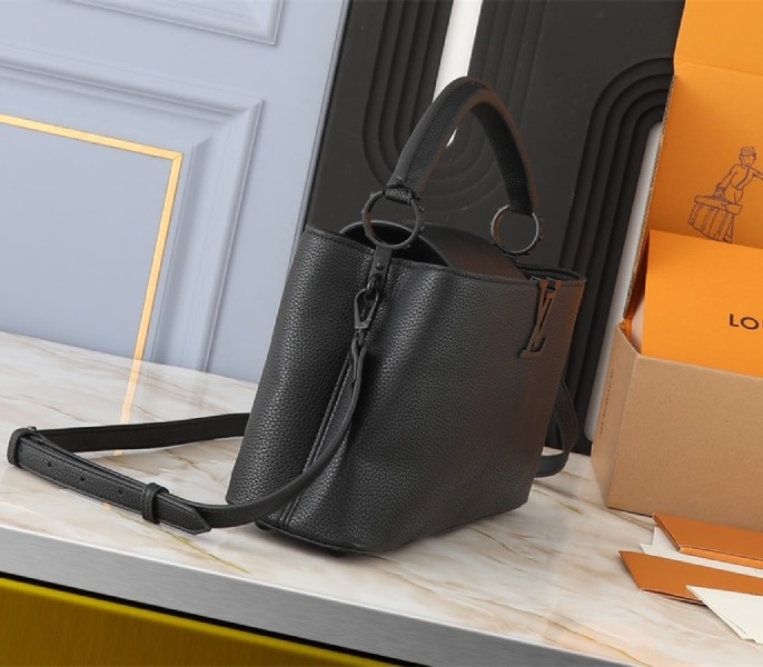 Louis Vuitton Capucines East-West MM Handbag In All Black angle 3