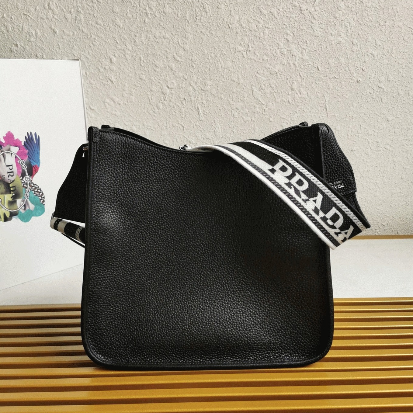 Prada Hobo Bag Best Replica in Black angle 2