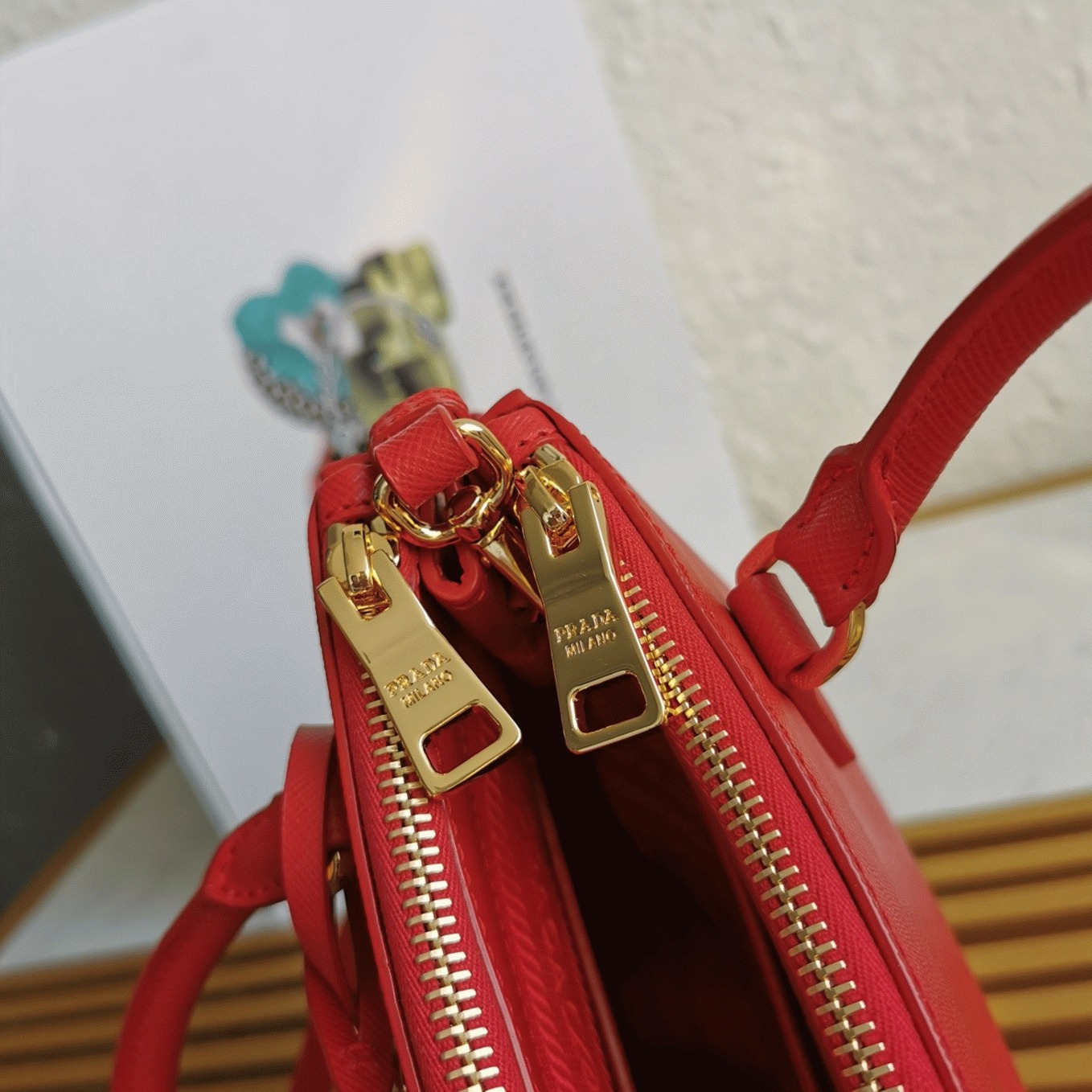 Red Prada Mini Galleria Bag Replica angle 2