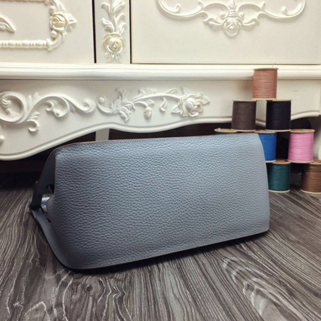 Blue lin fake designer Hermes Jypsiere 34cm handbag angle 4
