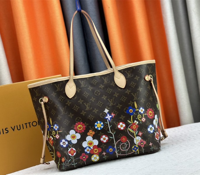 Louis Vuitton X TM Monogram Canvas Neverfull MM angle 3