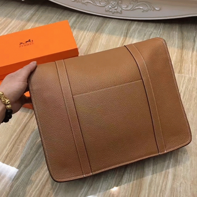 Brown Fake Designer Hermes Steve Messenger Bag angle 3