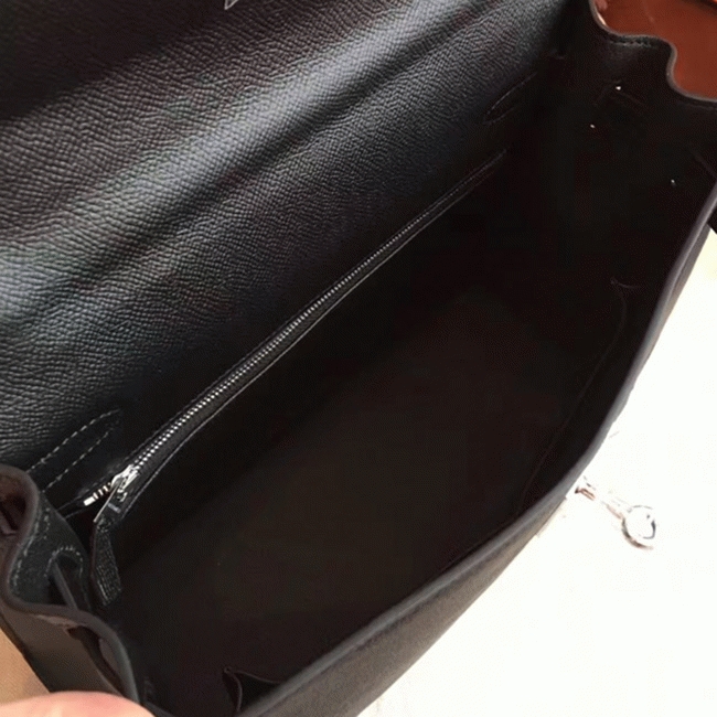 Black Epsom Replica Hermes Kelly 32cm Sellier Structured Bag angle 4