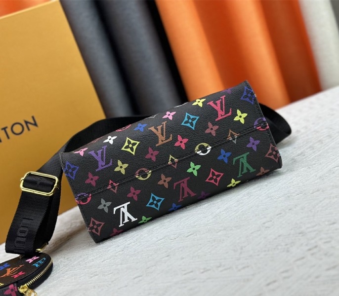 Louis Vuitton X TM Multicolored Onthego PM In Black angle 5