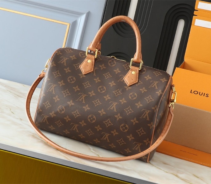 Louis Vuitton Monogram Canvas Soft Speedy 30 Boho Handbag In Tan angle 2