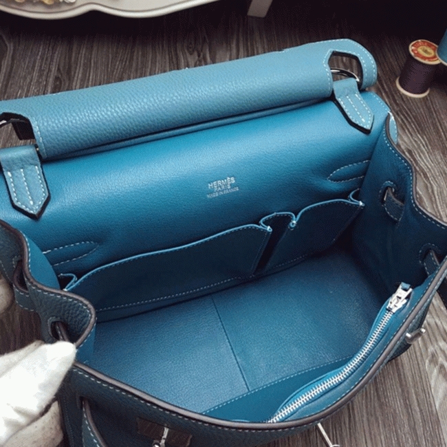 Blue jean knockoff Hermes Jypsiere 34cm handbag angle 4