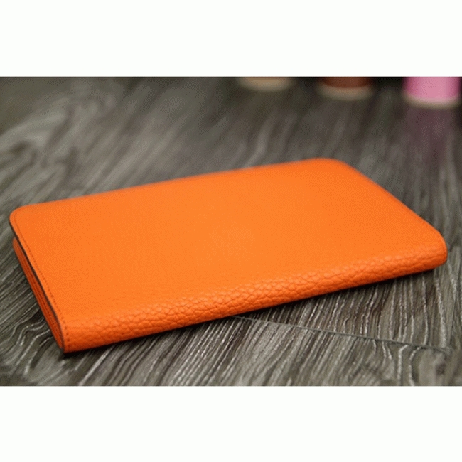 Orange knockoff designer Hermes Dogon combine wallet angle 5