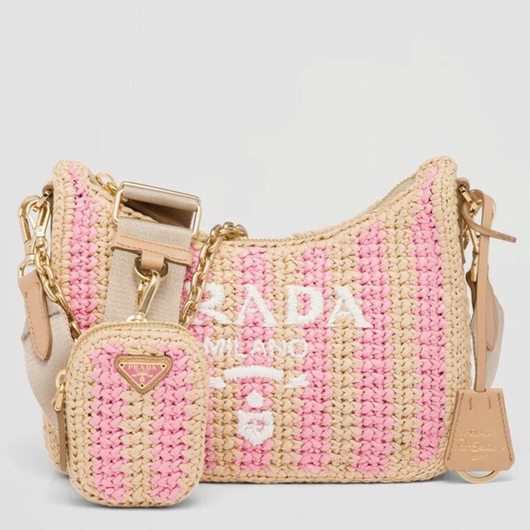 Prada Re-Edition Bag Knockoff in Beige and Pink Stripe