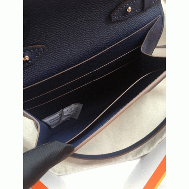 Sapphire replica Hermes Clic wallet with strap angle 5