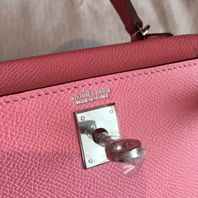 Rose Confetti Epsom Budget Knockoff Hermes Kelly 20cm Purse angle 5