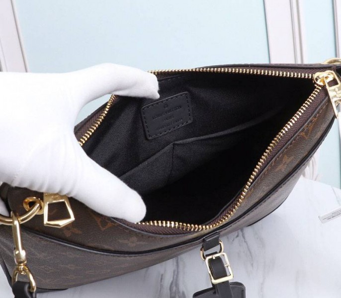 Louis Vuitton Monogram Canvas Odeon MM Bag In Black angle 3