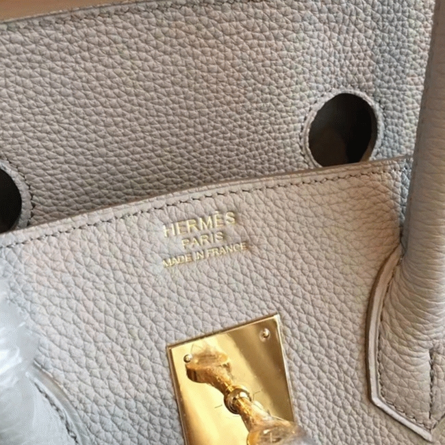 Pearl Grey Faux Luxury Hermes Birkin 35cm Purse angle 4