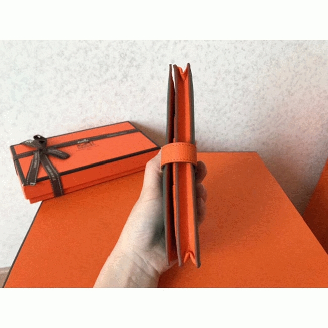 Malachite Orange Knockoff Hermes Bearn Wallet angle 2