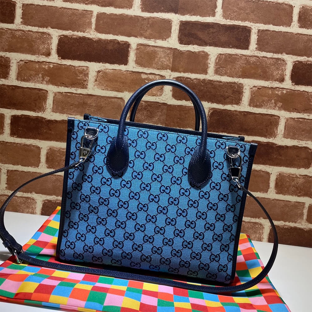 GG Multicolour small tote bag angle 2