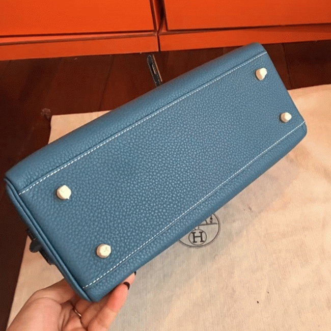 Blue Jean Clemence Replica Hermes Kelly Retourne 32cm Elegant Purse angle 3