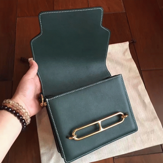 Best Knockoff Hermes Mini Sac Roulis Handbag Green angle 2