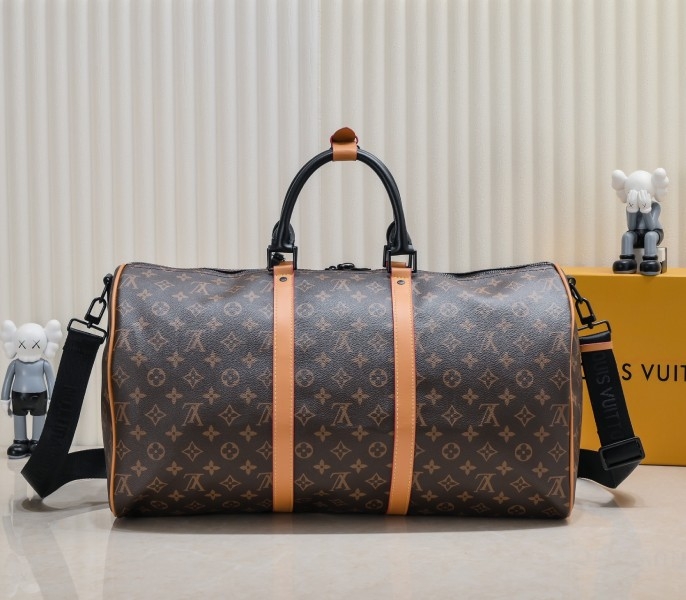 LV Monogram Canvas Keepall Bandouliere 50 With Jacquard Strap angle 3