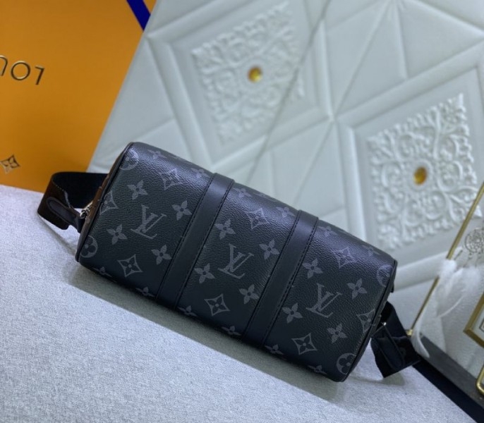 Louis Vuitton Monogram Eclipse Canvas Keepall Bandouliere 25 Travel Bag angle 5