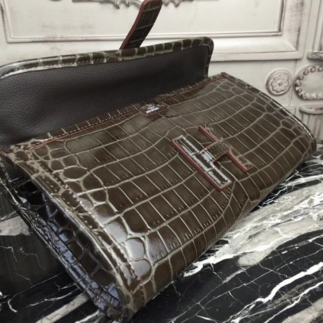 Chocolate Copy Hermes Jige Elan 29 Rich Tone Clutch Bag angle 5