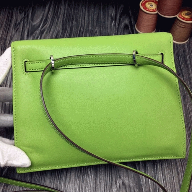 Green Swift Leather Top Replica Hermes Kelly Danse Convertible Bag angle 5
