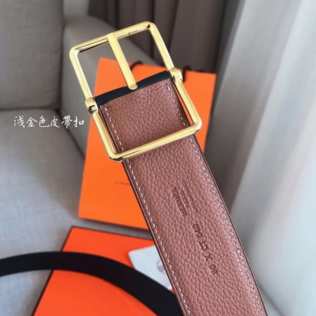 Replica Hermes reversible saddle style belt in brown angle 3