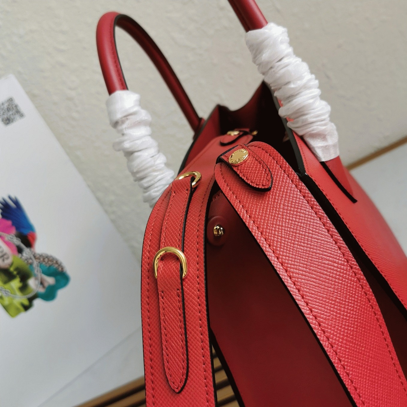 Prada Monochrome Medium Bag Replica in Red angle 4