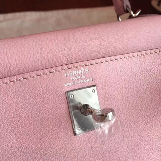 Rose Dragee Swift Replica Hermes Kelly 25cm Graceful Bag angle 3
